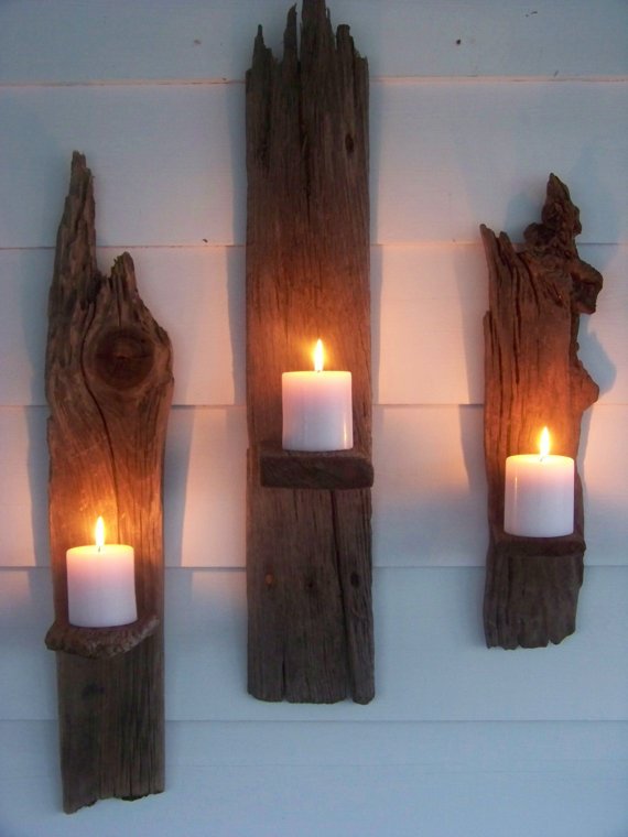 DIY Driftwood wall candle