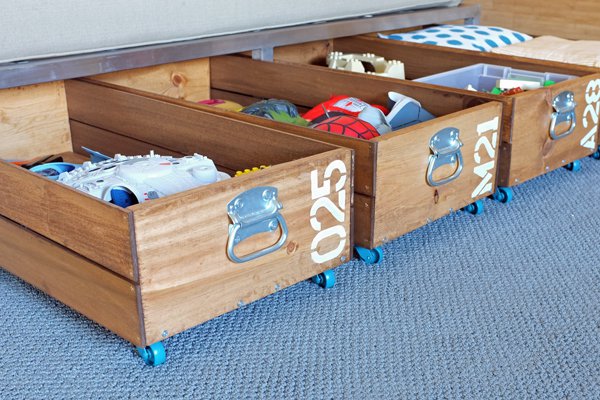 DIY Rolling toy storage crates