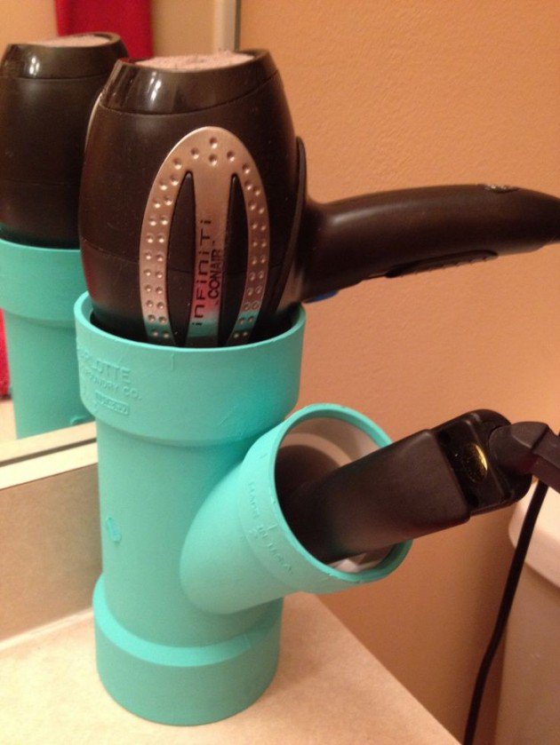PVC Pipe for organizing hair tools