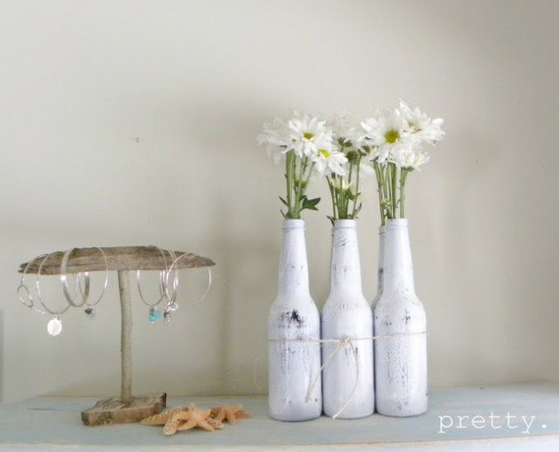 Painted bottle flower display