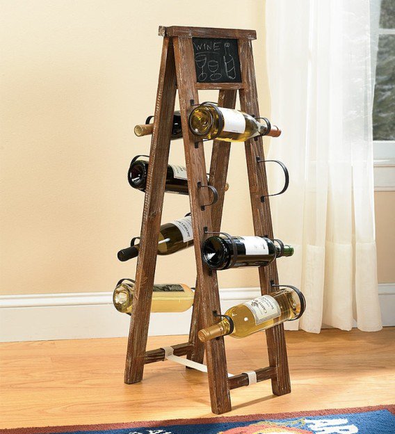 Wine rack from repurposed ladder