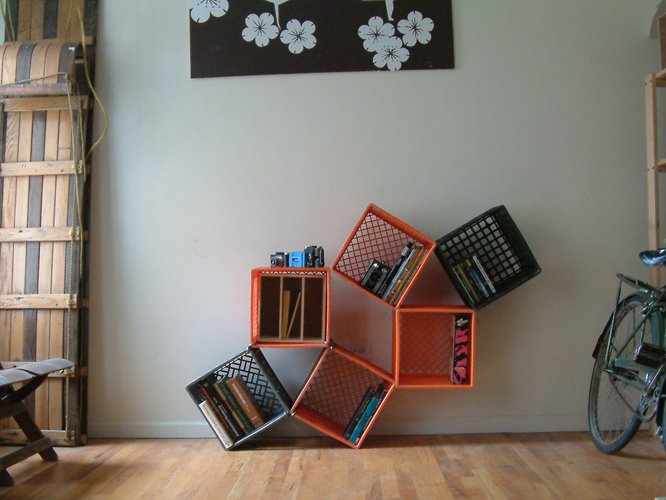 Milk Crates As Floating Shelves