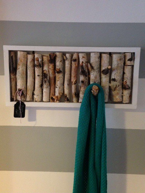 Interesting coat rack to make for your entryway with some logs 